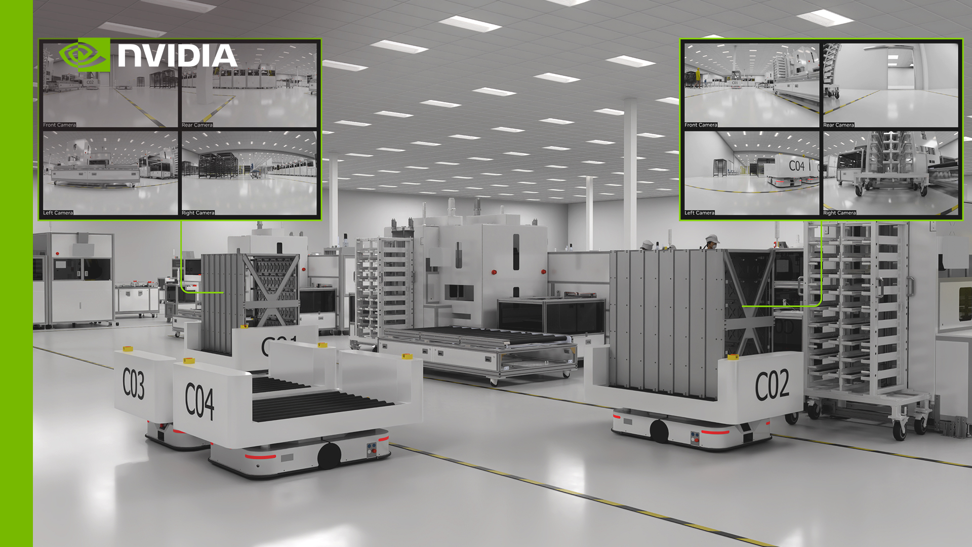 NVIDIA Omniverse, Isaac™, and Metropolis bring the power of AI robots to Foxconn’s factory digital twin.